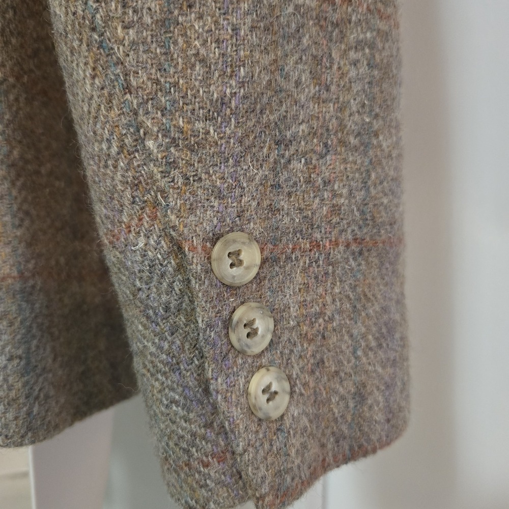 Vintage L.L. Bean Beige Wool Tweed Blazer Tailored Preppy Jacket Made in USA - Picture 6 of 9